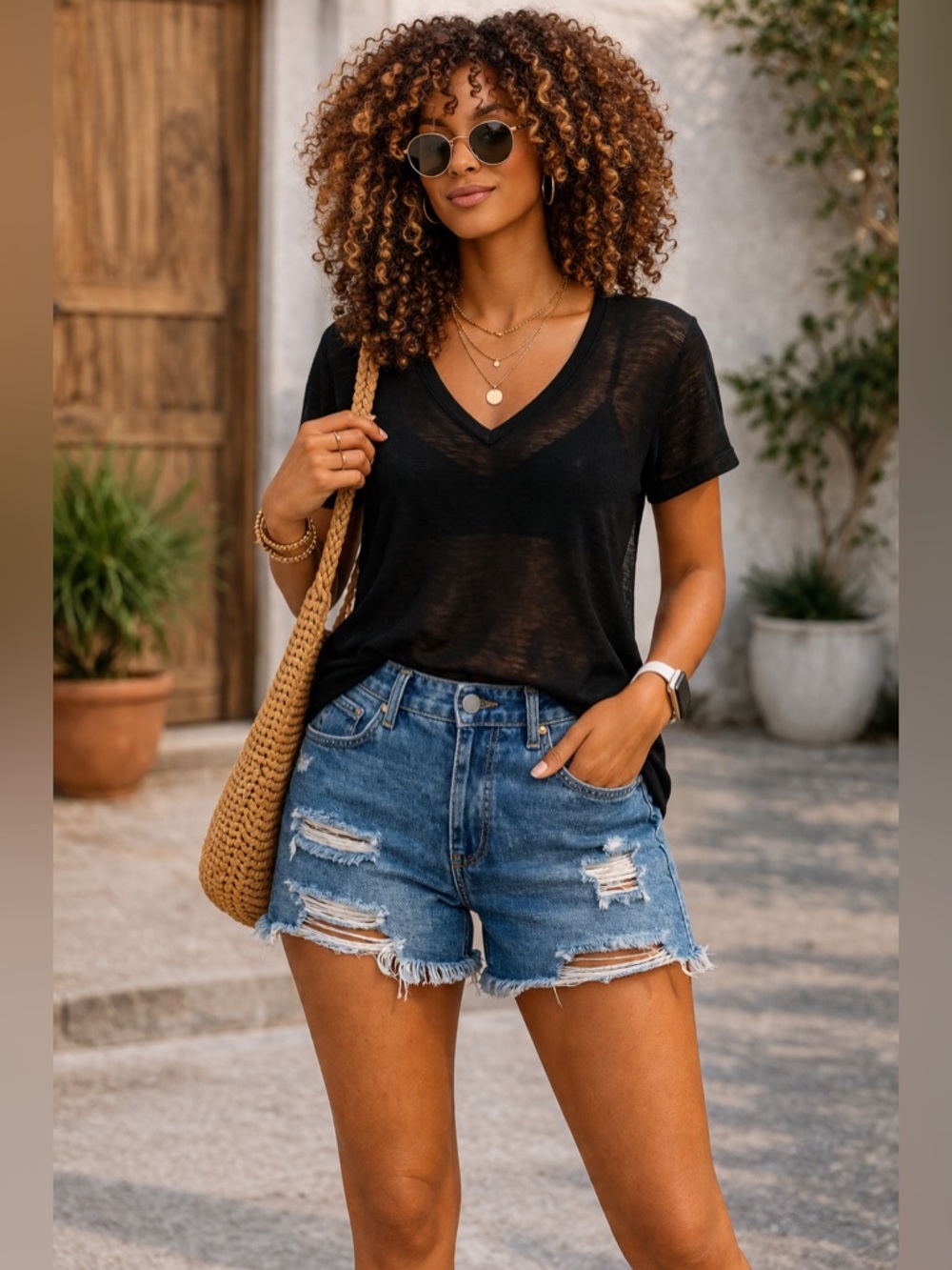 YMI Dream Jeans Distressed Denim Bermuda Shorts Size 3
